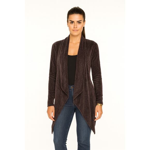 Barefoot Dreams Cozychic Lite Malibu Brown Drape Cardigan Sweater Small Medium - Picture 1 of 5